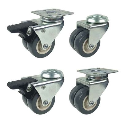 PVC 75mm Caster Wheels With Lock , 198lbs Twin Wheel Swivel Caster