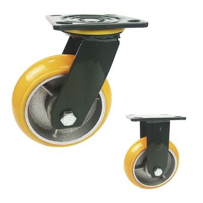PU 8 Inch Swivel Caster Wheels , 380kg Capacity Orange Caster Wheels