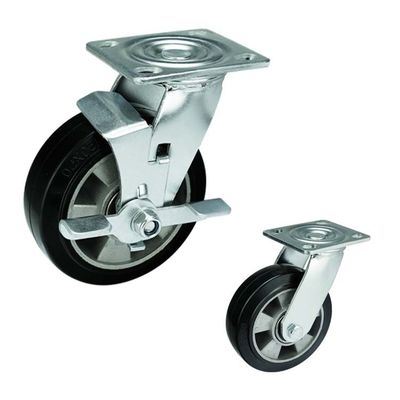 125mm 550lbs Capacity Heavy Duty Casters Rubber Double Brake Wholesale