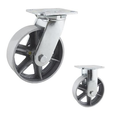280kg Load Capacity 6"  Industrial Casters Heavy Duty Cast Iron Wheels With Side Lock