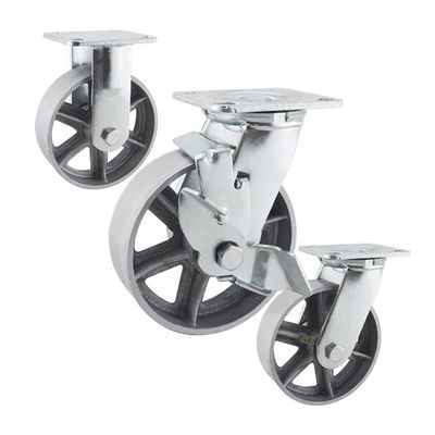 buy 280kg Load Capacity 6" Industrial Casters Heavy Duty Cast Iron Wheels With Side Lock online manufacturer