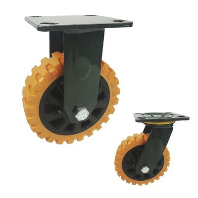 Orange Pu 150x50mm Heavy Duty Casters With Double Ball Bearing