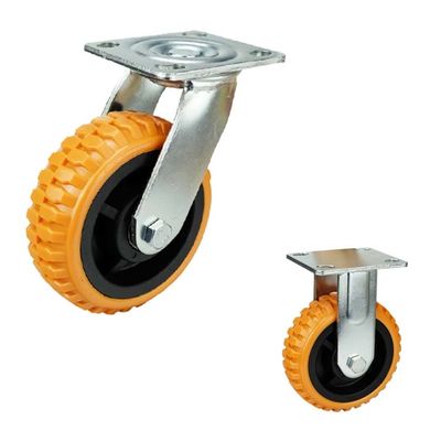 6 Inch PVC Hollow Core Swivel Heavy Duty Casters Orange Color Wheels
