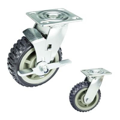 150mm Grey PVC Wheels Hollow Core Swivel Casters Trolley Wheels Heavy Duty Double Brake