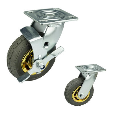 150mm Elastic Rubber Heavy Duty Casters With 462lbs Loading Swivel Plate