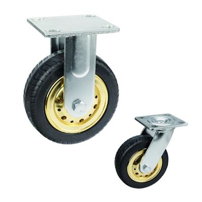 Elastic Rubber 6 Inch Locking Swivel Casters , ISO9001 Hard Rubber Caster Wheels