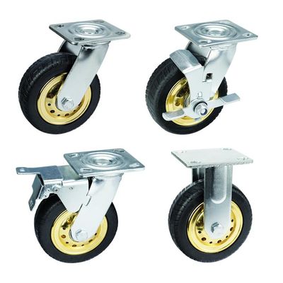 Elastic Rubber 6 Inch Locking Swivel Casters , ISO9001 Hard Rubber Caster Wheels