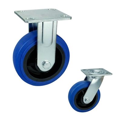Blue TPR 6inch Heavy Duty Casters With Flat Tread For Office Buildings