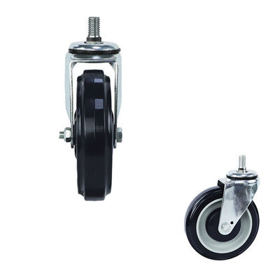 100mm diameter 1/2-13x4/5 threaded stem dark blue ball bearing pu shopping trolley wheels heavy duty