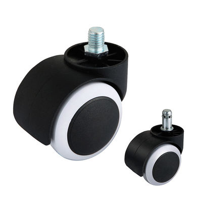 77LBS Capacity Double Wheel White Pu Office Chair Casters With M11x21mm Insert Stem