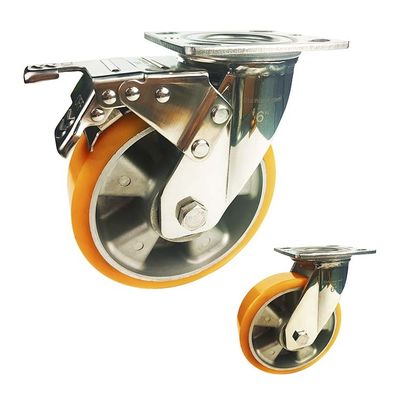 Orange 5 Inch 660lbs Loading Stainless Steel Casters Wearable