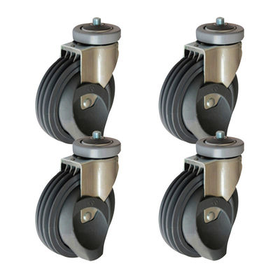PU 242lbs Loading 5 Inch Shopping Cart Wheels With 12x15mm Threaded Stem