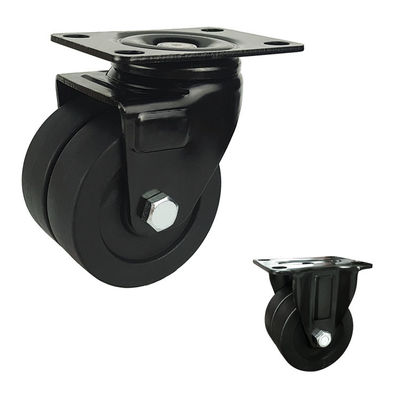 Black 200kg Loading 3inch Nylon Casters With Plain Bearing
