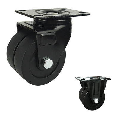 Black 250kg Loading 3inch Nylon Casters With Plain Bearing