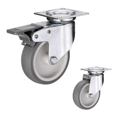 TPR 100mm 70kg Loading Rubber Casters With Double Brake
