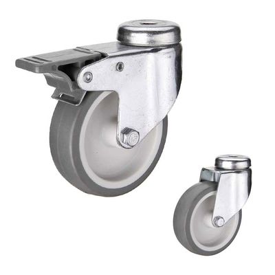 TPR 100mm 70kg Loading Rubber Casters With Double Brake