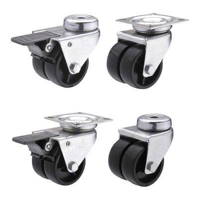 Nylon Pedal 2 Inch Swivel Caster Wheels , 154lbs Capacity Dual Wheel Stem Casters