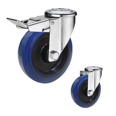 200kg Capacity 125x36mm Rubber Casters With Steel Bracket
