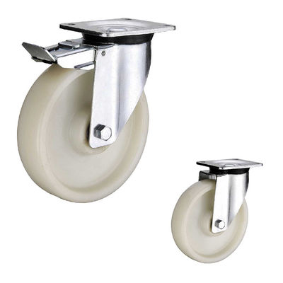 OEM 8 Inch White Total Brake Nylon Swivel Wheel Castors Heavy Duty
