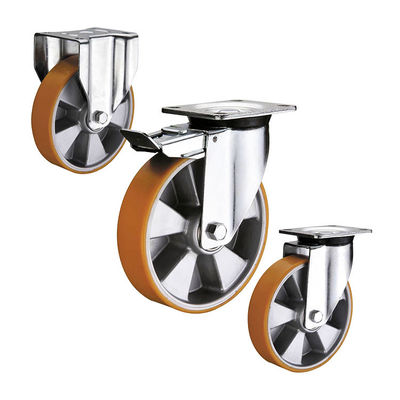 ISO9001 500kg Loading 8 Inch Polyurethane Industrial Wheels With Aluminium Core