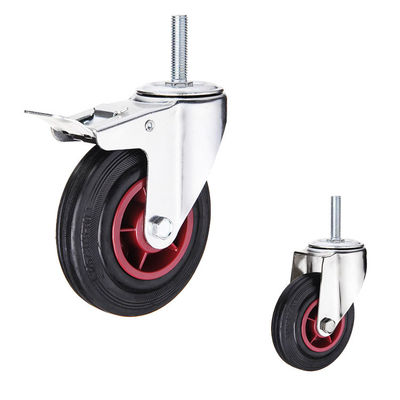 PP 8 Inch 284lbs Capacity Rubber Casters With Fixed Plate