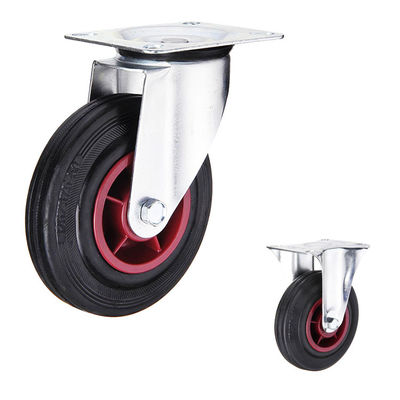 PP 8 Inch 284lbs Capacity Rubber Casters With Fixed Plate