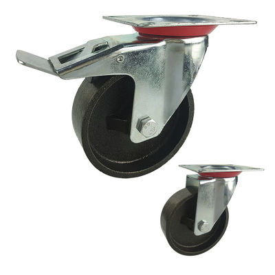 ISO9001 4 Inch Cast Iron 154lbs Loading Industrial Casters