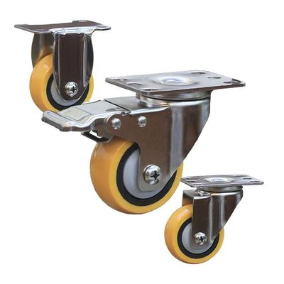 buy 176lbs 75mm Yellow SS Heavy Duty Trolley Wheels Caster Wheels For Food Trolleys online manufacturer