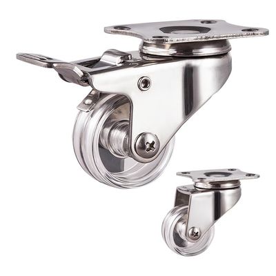 2 Inch Transparent Wheel 110LBS Capacity Rigid Plate Stainless Steel Light Duty Casters