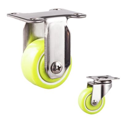 Waterproof 2 Inch Green PU Stainless Steel Casters With Lock