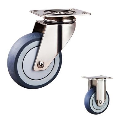 4 Inch 304SS Soft TPR Double Brake Medium Duty Stainless Steel Castor Wheels