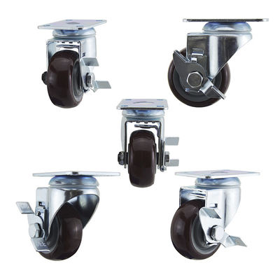3 Inch Red Polyurethane Medium Duty Casters With Side Brake