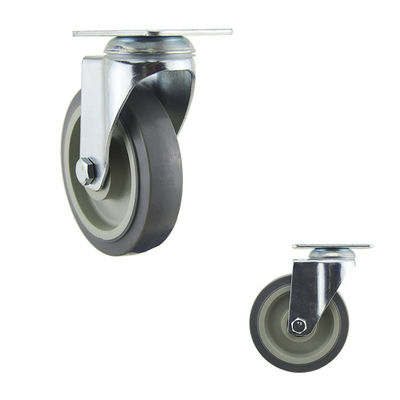 5" Flat Tread Gray PP Core Medium Duty Casters Zinc Painted Bracket