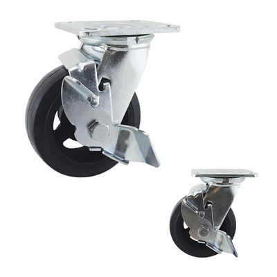 5"X2" Swivel Side Lock Iron Rubber Heavy Duty Casters