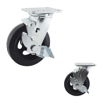 6" Swivel Plate Heavy Duty Casters Side Lock Rubber Wheel 230kg Capacity