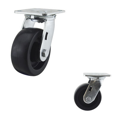 5" Black Wheel Swivel Plate Heavy Duty Casters Steel Brackets