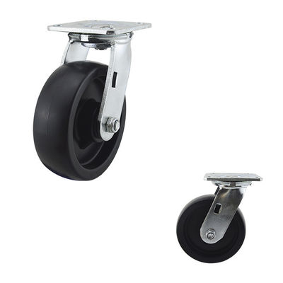 6 Inch Black PP Wheel Swivel Heavy Duty Casters No Brakes