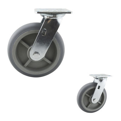 Grey TPR 280kg Capacity 8 Inch Double Ball Bearing Swivel Plate Caster Wheels