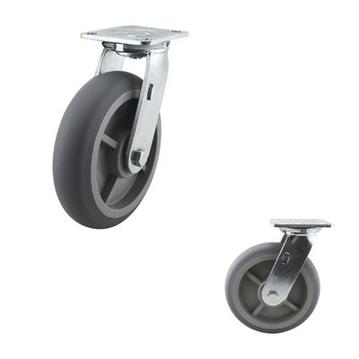 Grey TPR 280kg Capacity 8 Inch Double Ball Bearing Swivel Plate Caster Wheels