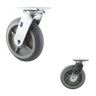 Grey TPR 280kg Capacity 8 Inch Double Ball Bearing Swivel Plate Caster Wheels