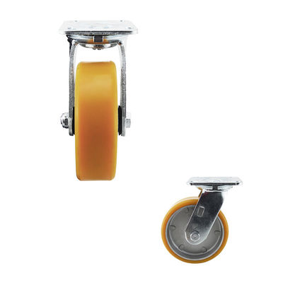 ISO9001 Orange Color 6 Inch 400kg Flat Tread PU Casters