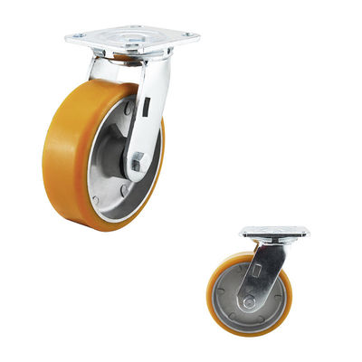 ISO9001 Orange Color 6 Inch 400kg Flat Tread PU Casters