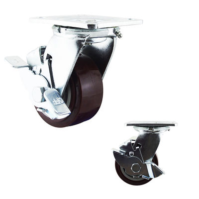 200kg PU Swivel Side Brake 100mm Heavy Duty Casters Wheels