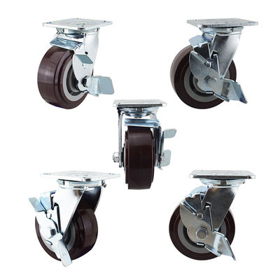 Polyurethane 506LBS Side Lock Swivel Wheels With Ball Bearing