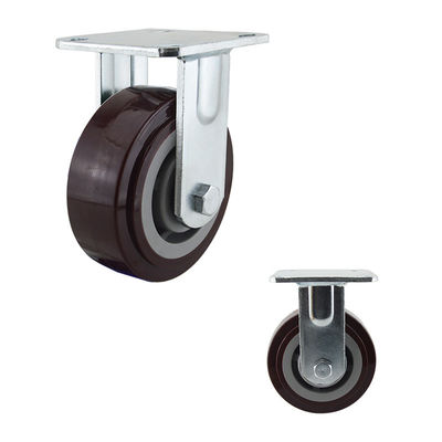 Red 230kg PU Fixed Plate 125mm  Heavy Duty Casters