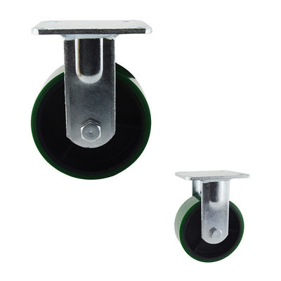 300kg Iron PU Fixed Plate  5 Inch Swivel Casters Double Ball Bearing