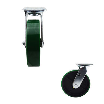 Vintage Industrial Casters 540kg Capacity Green PU 8 Inch Trolley Swivel Casters Wheels