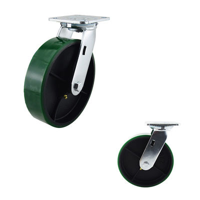 Vintage Industrial Casters 540kg Capacity Green PU 8 Inch Trolley Swivel Casters Wheels