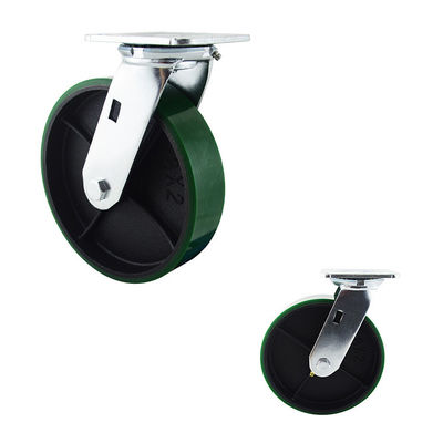 Vintage Industrial Casters 540kg Capacity Green PU 8 Inch Trolley Swivel Casters Wheels