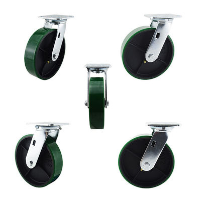 Vintage Industrial Casters 540kg Capacity Green PU 8 Inch Trolley Swivel Casters Wheels